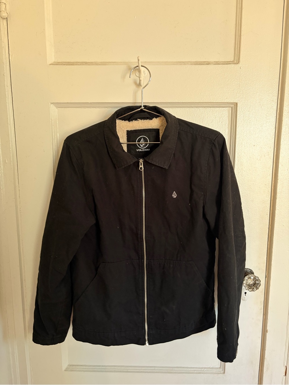 Volcom Black Sherpa-Lined Zip-Front Jacket